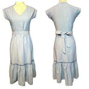 Design History Denim Midi Dress Ruffled Hem Size Small 100% Cotton